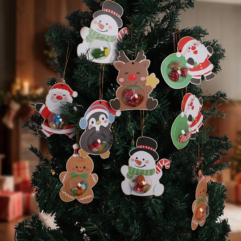 

12 шт., рождественские конфеты, шоколадный держатель, упаковочная сумка для карточек, подвесные подвески на рождественскую елку, новогоднее украшение для дома, подарок для детей