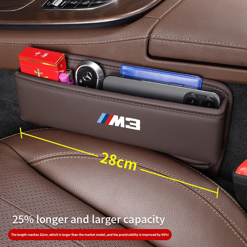 Para BMW M Power M3 Logo E90 E92 E93 F80 G80 G81 espacio para asiento de coche caja de almacenamiento de hendiduras multifunción accesorios de interior automotriz