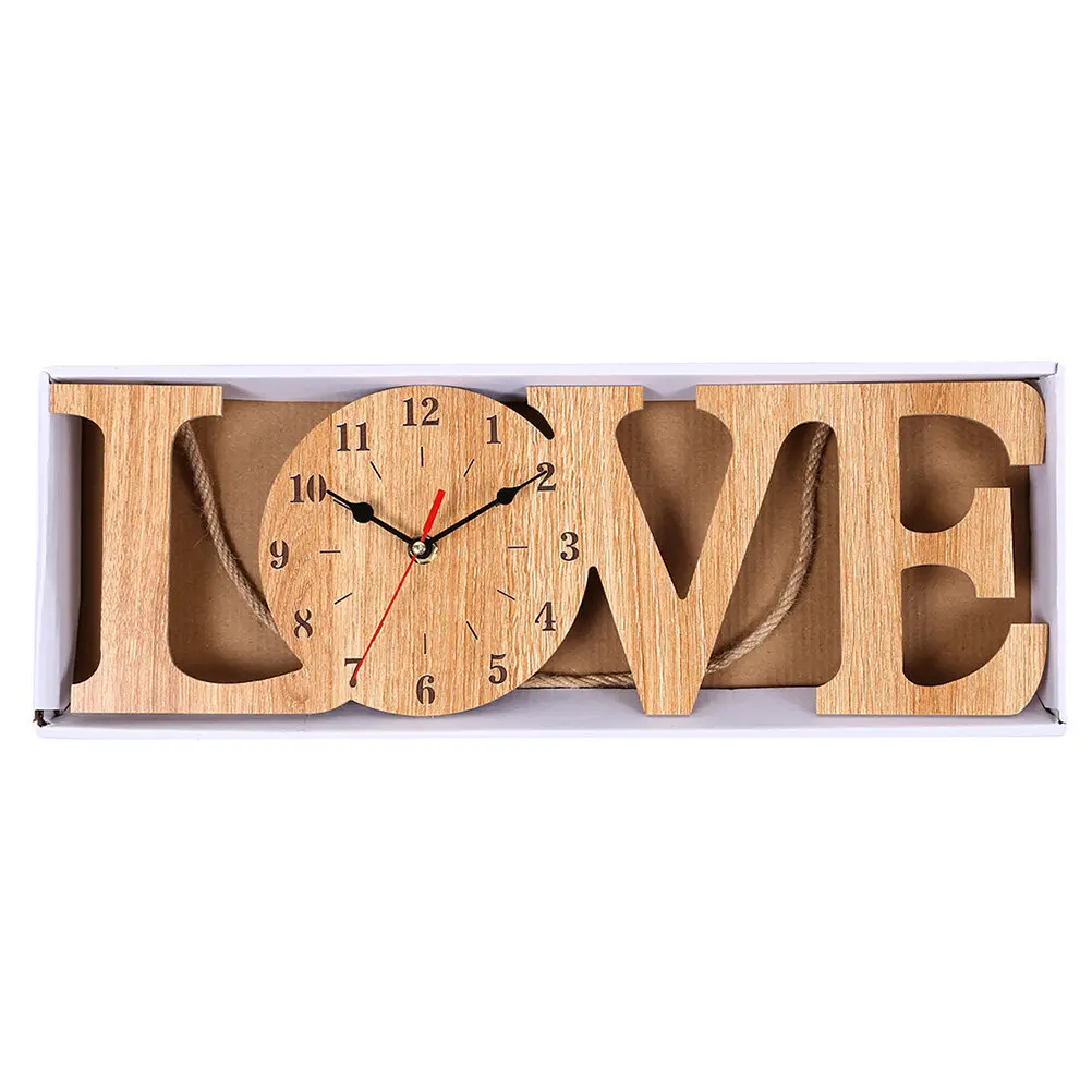 Wooden Hemp Rope Wall Clock Beige Decorative Creative Hanging Silent Wooden Wall Clock for Living Room Bedroom Kitchen Office