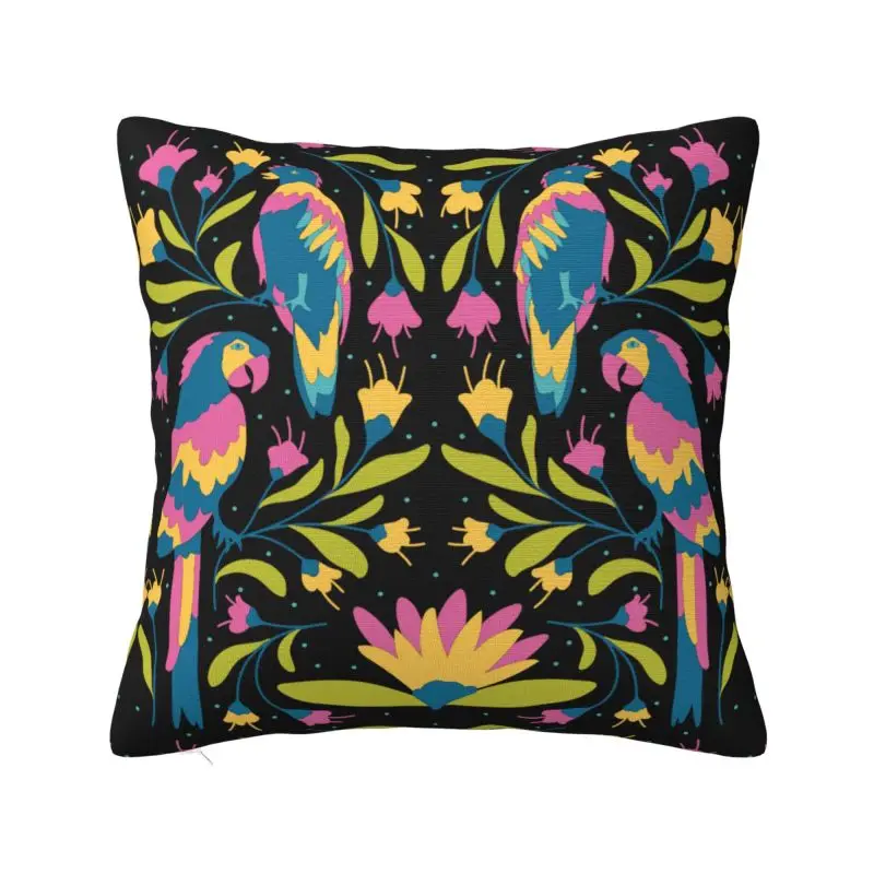 Mexican Flowers Birds Otomi Embroidery Pattern Pillow Case Decor Home Kawaii Cushion Decoration Salon Square Pillowcase