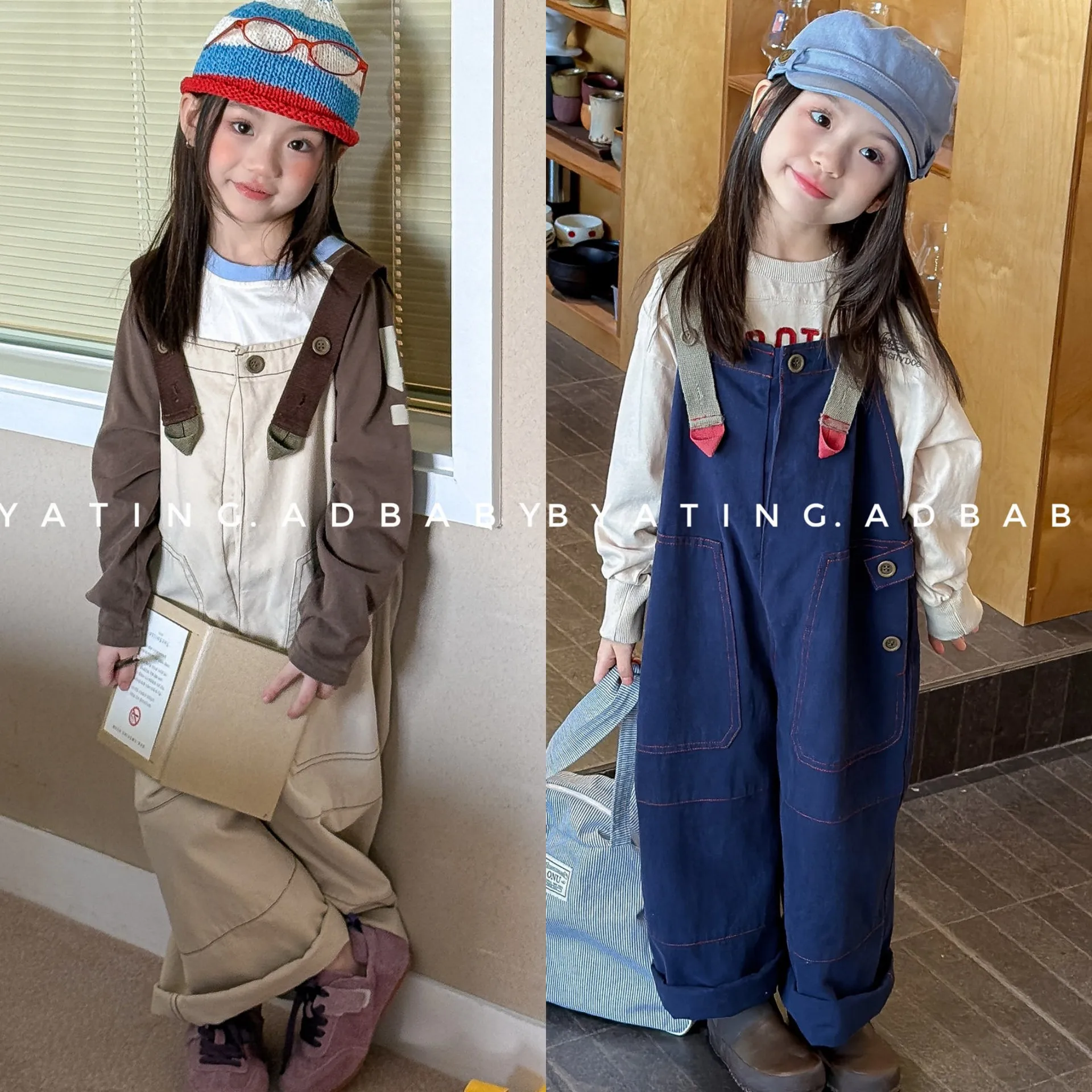 Kids Clothing Girls Boys Overalls Korean Style Children's Cute Suspender Pants Toddler Long Pants Adjustable Straps Outfit