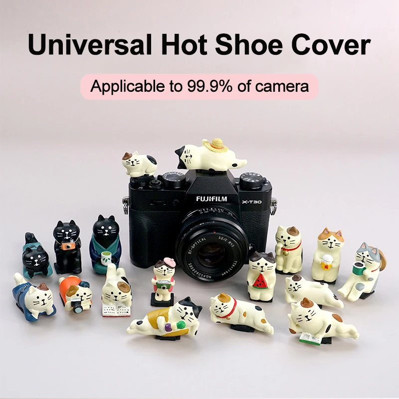 Hot Shoe Cover Camera Universal Cold Shoe Cap Dustproof 3D Cartoon Cat DSLR Mirrorless Camera for Sony Canon R50 Nikon Fujifilm