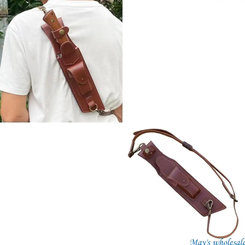 Portable Straight Cutter PU Leather Sheath Cover Wide PU Leather Bracelet Storage Bag Cutter Holsters with Crossbody Strap 448A