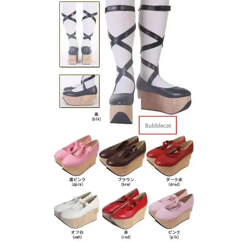 Escarpins à plateforme à talons hauts pour femmes, sandales à bretelles croisées, Lolita Cosplay Creepers, chaussures japonaises Harajuku, cheval à bascule, nouveau, 2022