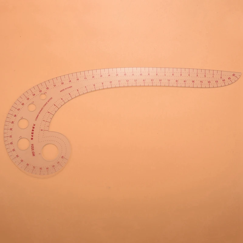 5Pcs 11.8 Inch Long Comma Shaped Plastic Transparent French Curve Ruler Spline