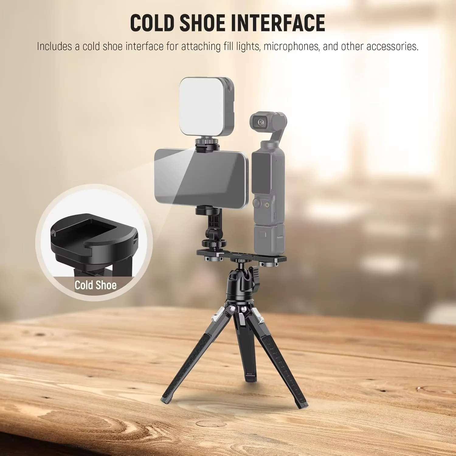 Uchwyt na telefon NEEWER kompatybilny z DJI Osmo Pocket 3, akcesoria rozszerzające, uchwyt na telefon komórkowy z gwintem 1/4 cala — zdjęcie produktu 5