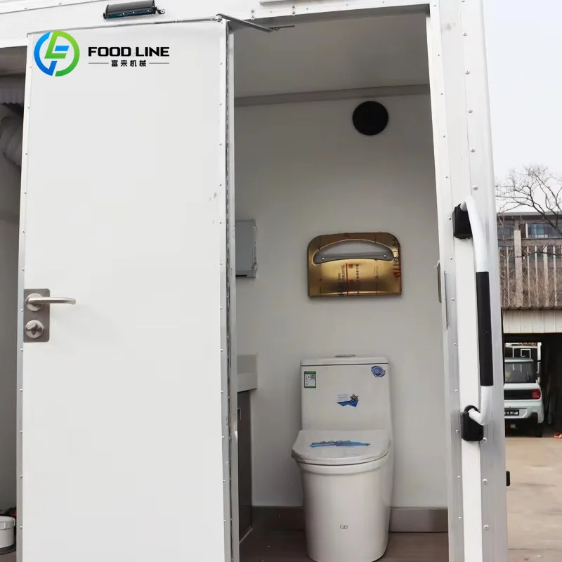 Customized Portable Mobile Luxury Bathroom Trailer Temporary Outdoor Toilet for Parks and Exteriors with Mobile Flush Feature