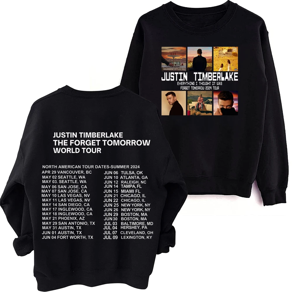 Justin Timberlake The Forget Tomorrow World Tour Sweatshirt Harajuku Long Sleeve Oversized Popular Music Hoodie Fans Gift