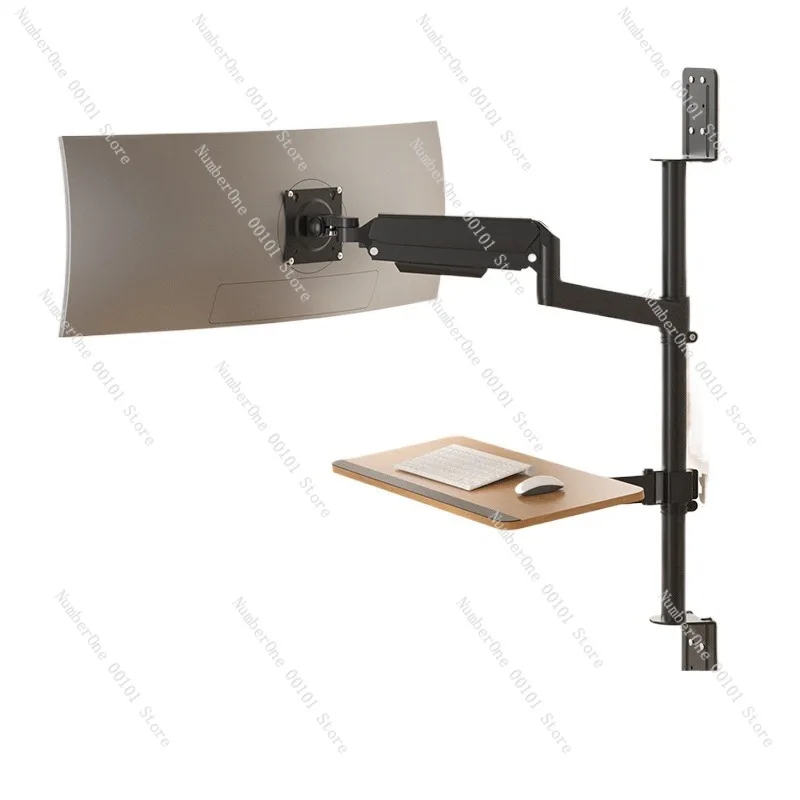 360° Rotating Under Desk Keyboard Tray, Adjustable Height Foldable Telescopic Arm, Floating Support Stand for Gaming