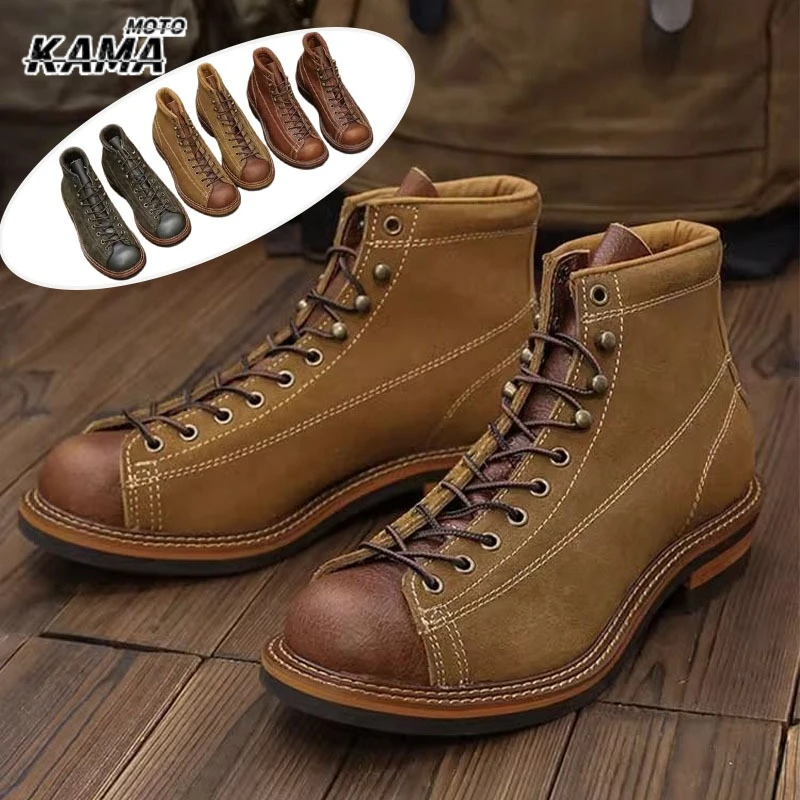 Motorcycle Boots Botas De Moto Leather Waterproof Motorcycle Shoes Outdoor Motorcycle Motocross Shoes Moto Vintage Ankle Boots