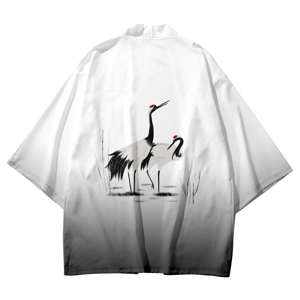 سترة صيفية للشاطئ مطبوعة من الخيزران كرين هاوري قمصان نسائية فضفاضة غير رسمية كيمونو ملابس الشارع الشهير ملابس علوية للرجال