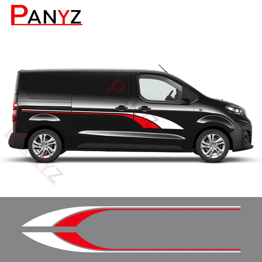 

For Opel Vauxhall Vivaro Renault Trafic Camper Van Motorhome 2PCS Car Stickers Stripes SURF Vinyl Graphics Decals Accessories