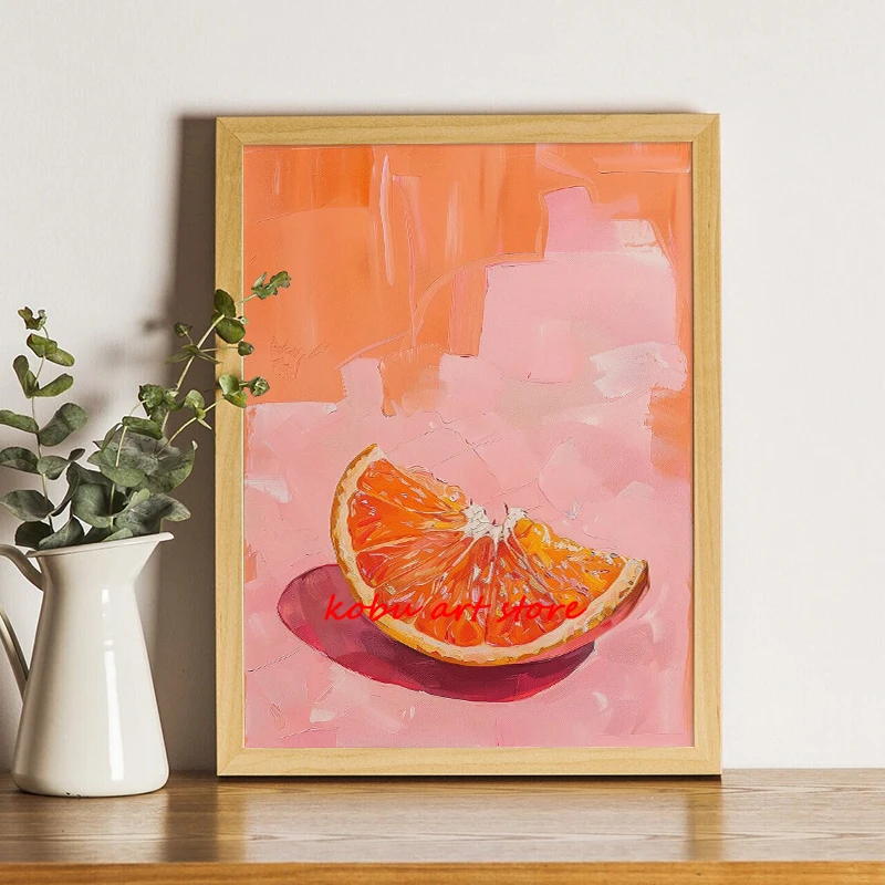 Retro Dining Fruit Orange Avocado Tomato Coffee Posters and Prints Canvas Painting Wall Art Picture for Food Kitchen Decor