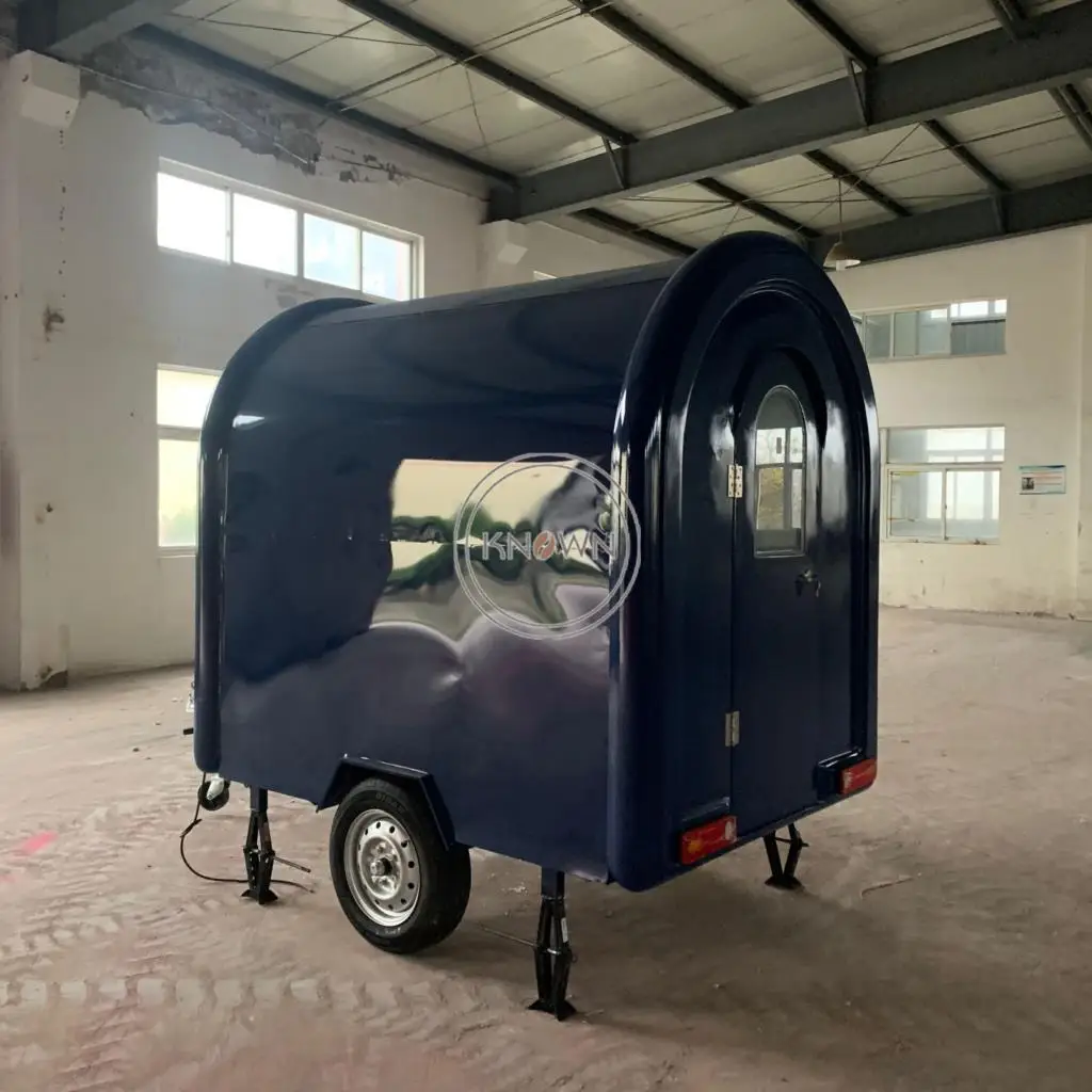 รถบรรทุกอาหารไฟฟ้าเคลื่อนที่เชิงพาณิชย์สำหรับขายฮอตดอกสแตนเลสรถเข็นอาหารถนน dicing Van พร้อมของว่างอาหารจานด่วน