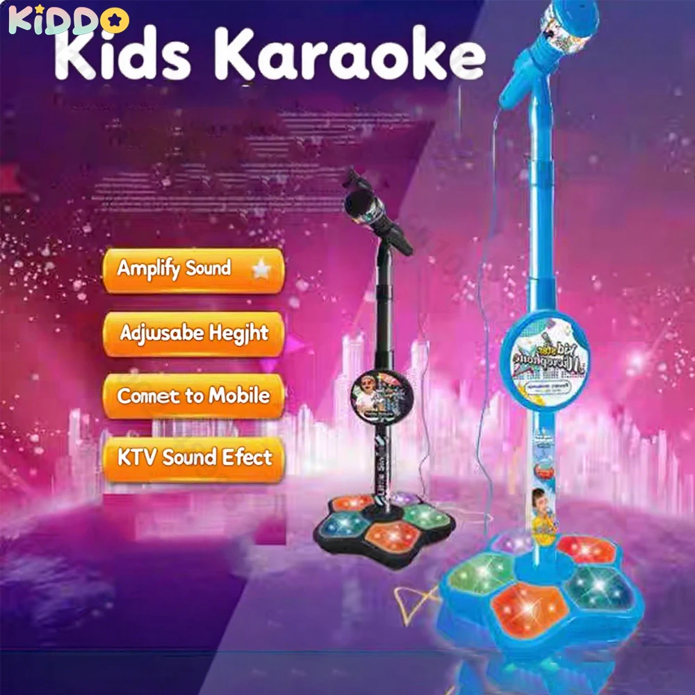 ميكروفون للأطفال مع حامل كاريوكي هزاز لفة أغنية أداة عزف موسيقى ألعاب تدريب الدماغ لعبة تعليمية هدية عيد ميلاد فتاة صبي