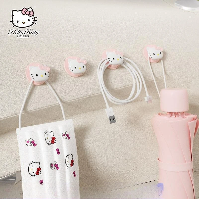 

4Pcs Sanrio Car Hook Hello Kitty Doll Driver Car Multi Functional Adhesive Hook Mini Kawaii Girl Christmas Gift New Y2K Kuromi
