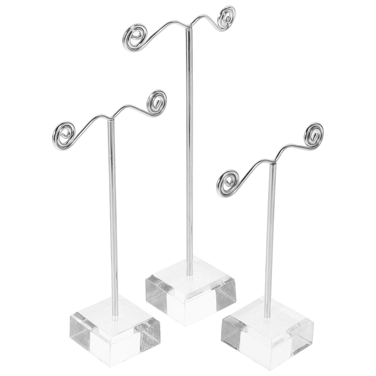 

Acrylic Base Metal Pillar Earrings Storage Display Stand Set 3 Sizes Jewelry Organizer Reusable Holder Shelf Countertop Rack