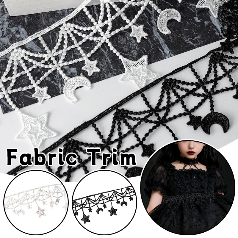 

5yards Black and White Star Moon Water-Soluble Lace Wedding Clothing Sewing Accessories Decoration DIY Collar Sleeve Fabric Trim
