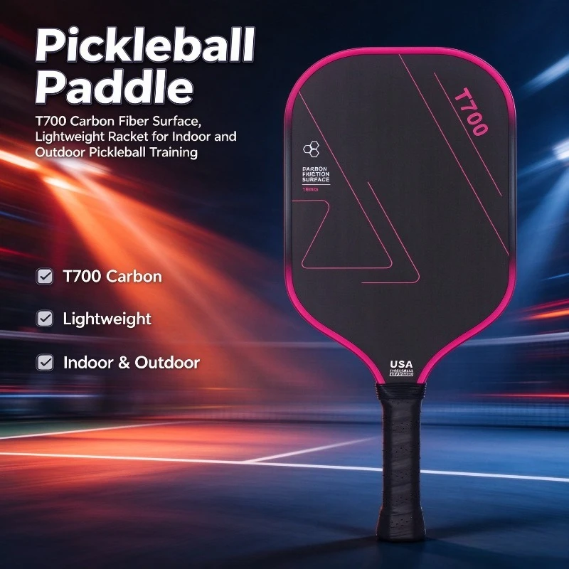T700 Carbon Fiber Pickleball Paddle Set Woven Texture Matte Surface Professional Pickleball Racket for Sports Training