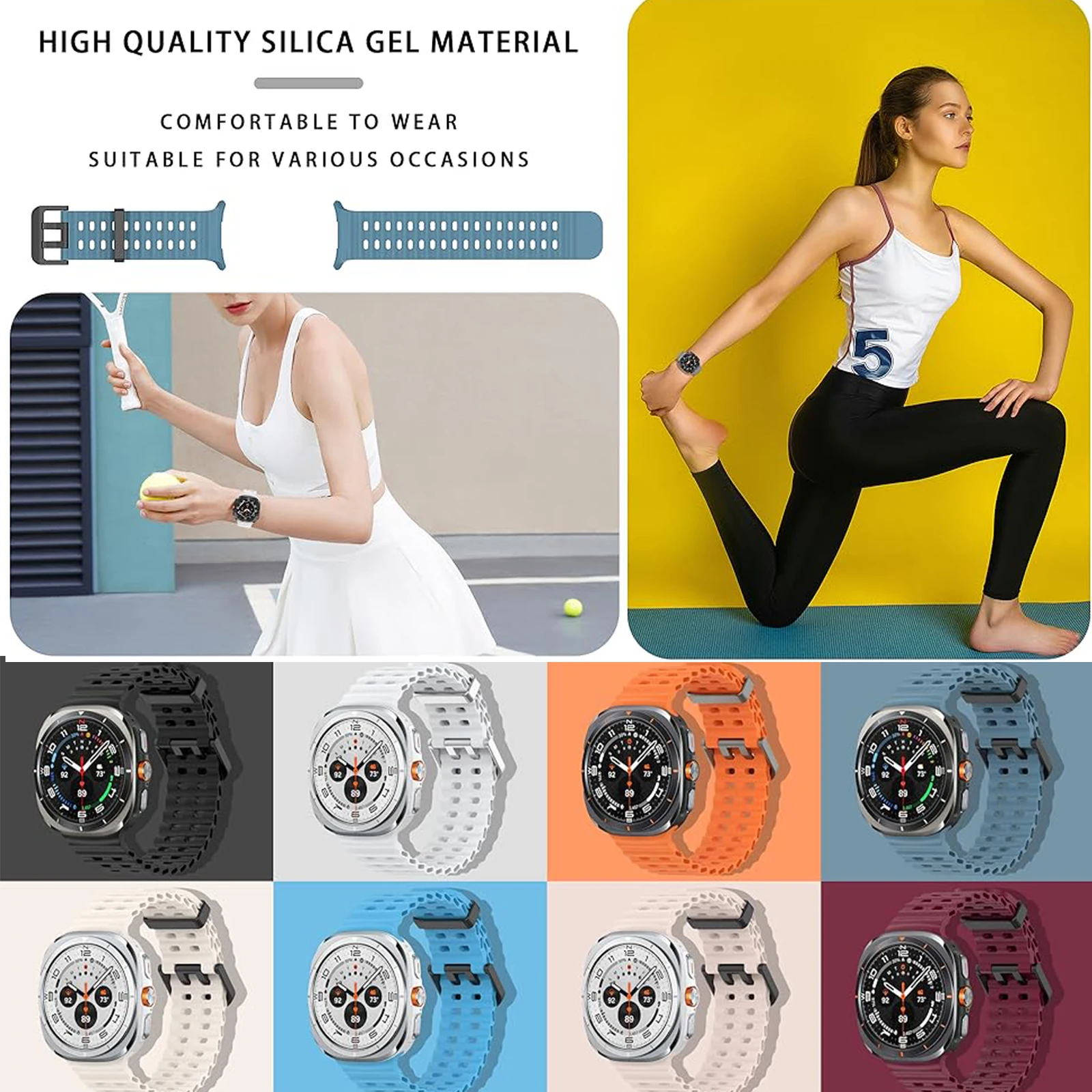Браслет для Samsung Galaxy Watch 7 Ultra 47 мм, мягкий дышащий водонепроницаемый силиконовый ремешок для Samsung Galaxy Watch 7 Ultra 47 мм