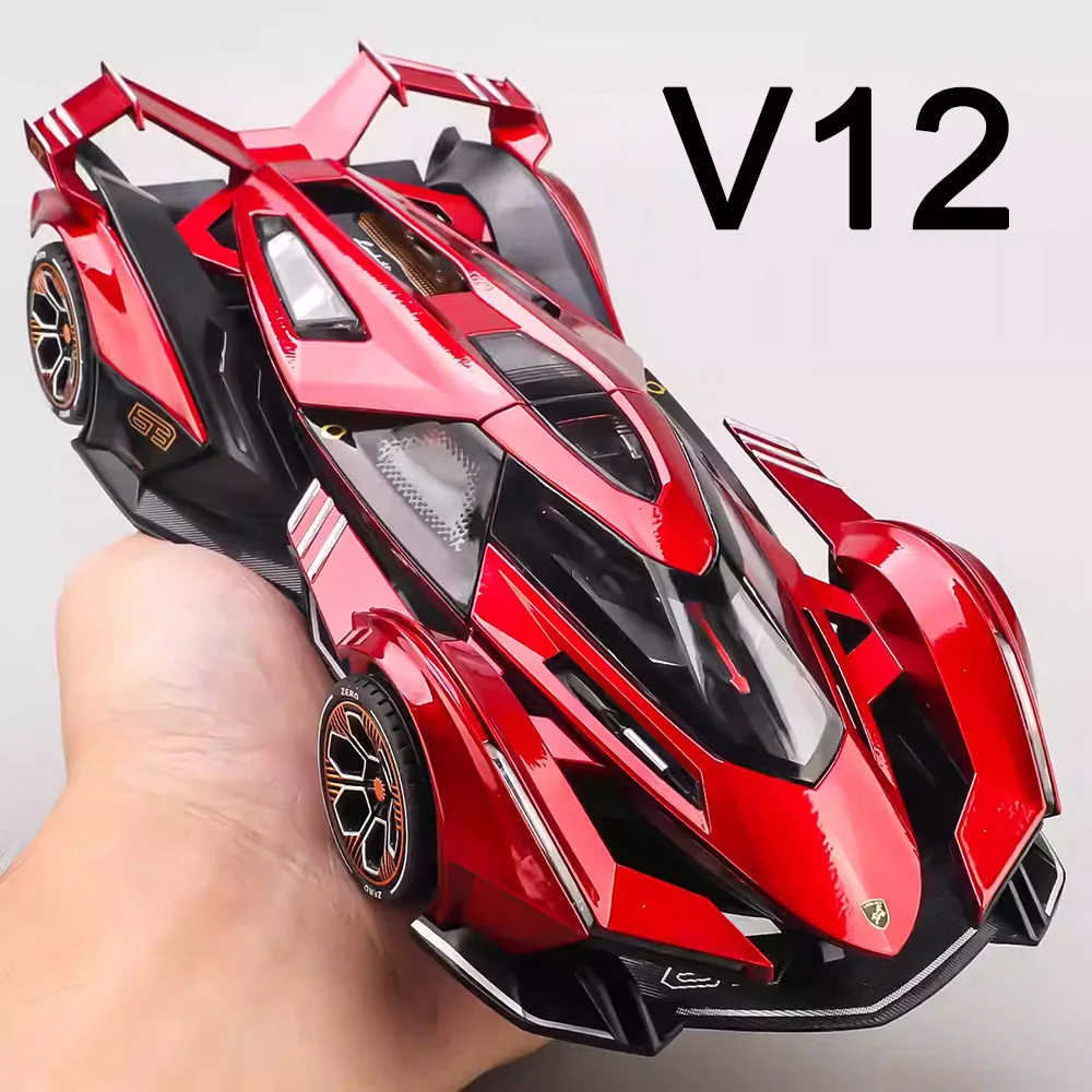 

1:24 Alloy Diecasting Lambor V12 Cars Toy Models 2 Doors Opened Miniature Vehicles with Light Music Supercar for Kids Xmas Toys