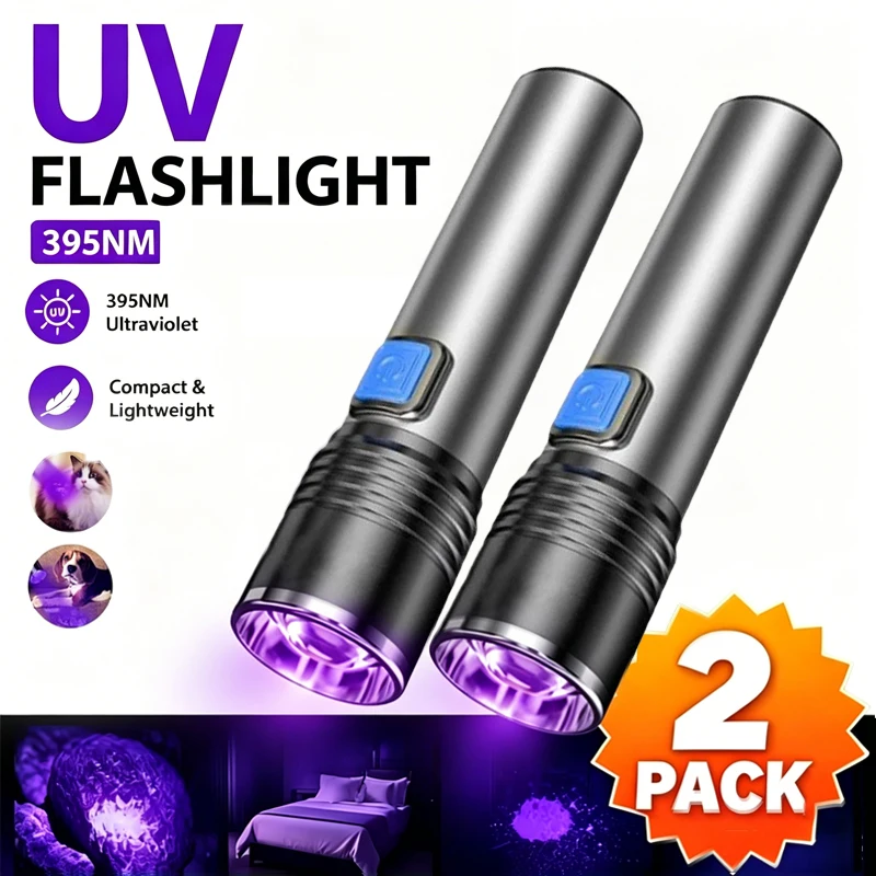 USB Rechargeable UV Flashlight For Pet Urine Detection Resin Cured 395nm UV Flashlight Zoom Black Light