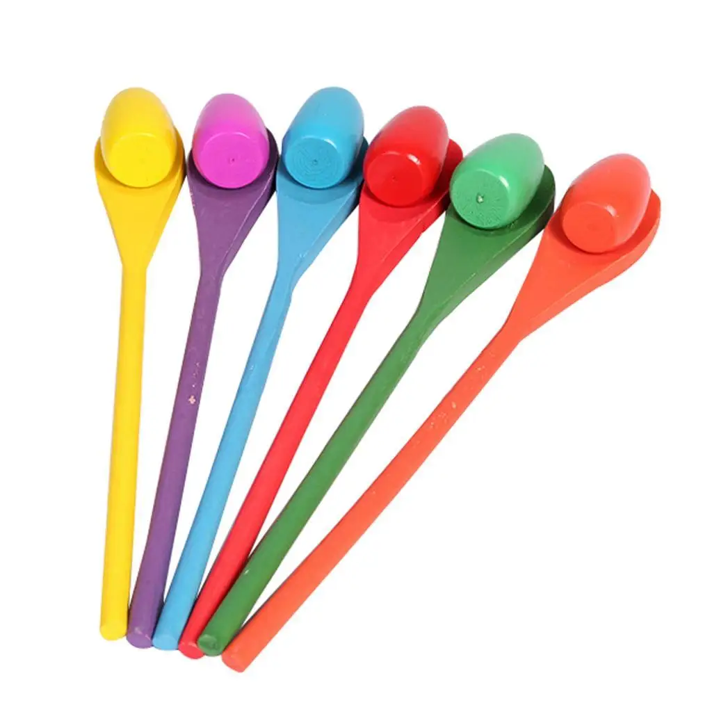 

Egg and Spoon Race Game - 6 6 Spoons Finest Wood, for Parties, Birthdays - Durable, Lightweight | Six Assorted Colors