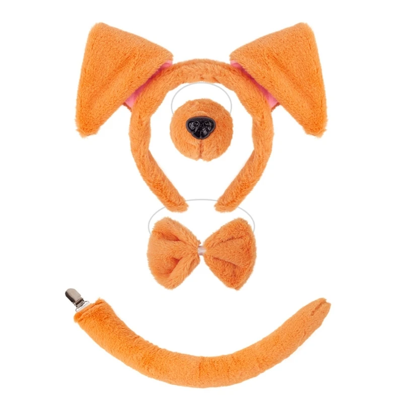 

652F 1/4/5 Pcs Dog Costumes Set Dog Ears Headband Tail Tutu Skirt for Kids Girls Halloween Christmas Animal Cosplay Props