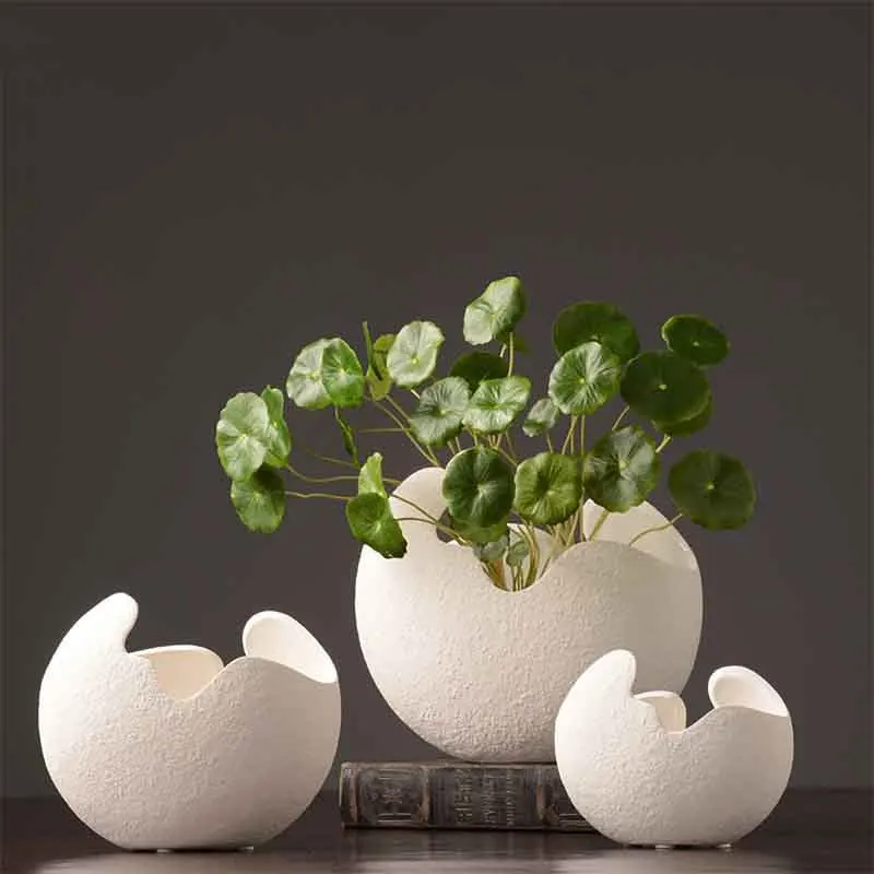 

Modern simple white copper coin grass ceramic vase ornament flower arrangement living room home dining table TV cabinet