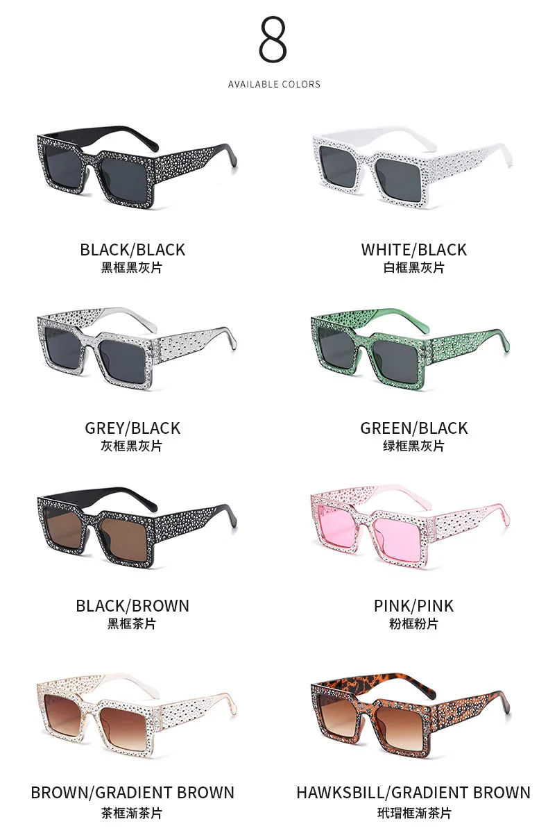 Retro Großen Rahmen Frauen Quadratische Sonnenbrille Schwarz Rechteck Coole Männer Sonnenbrille Einteilige Designer Sonnenbrille für Weiblich Männlich – Detail 10