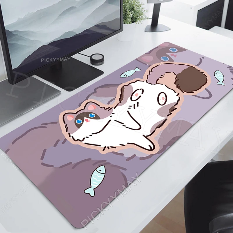 

Kawaii Locking Edge Mouse Mats Large Rubber Mouse Pad Nonslip Mousepads Gamer Mousepad Desk Pads Cute Cat Keyboard Rugs