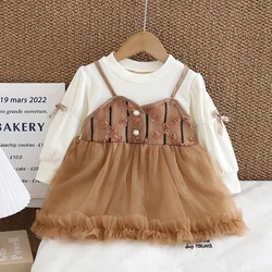 Newborn Infant Baby Girl Dress Casual Long Sleeve Dress For Girls Clothing 1 Year Baby's Birthday Dresses Toddler Kids Clothes