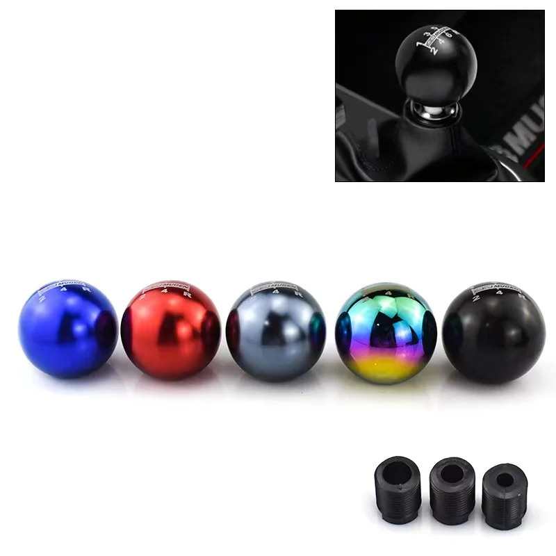 Universal MUGEN 5 Speed 6 Speed Neo Chrome Manual Automatic Spherical Round 50mm Gear Shift Knob Gear Lever Bulb