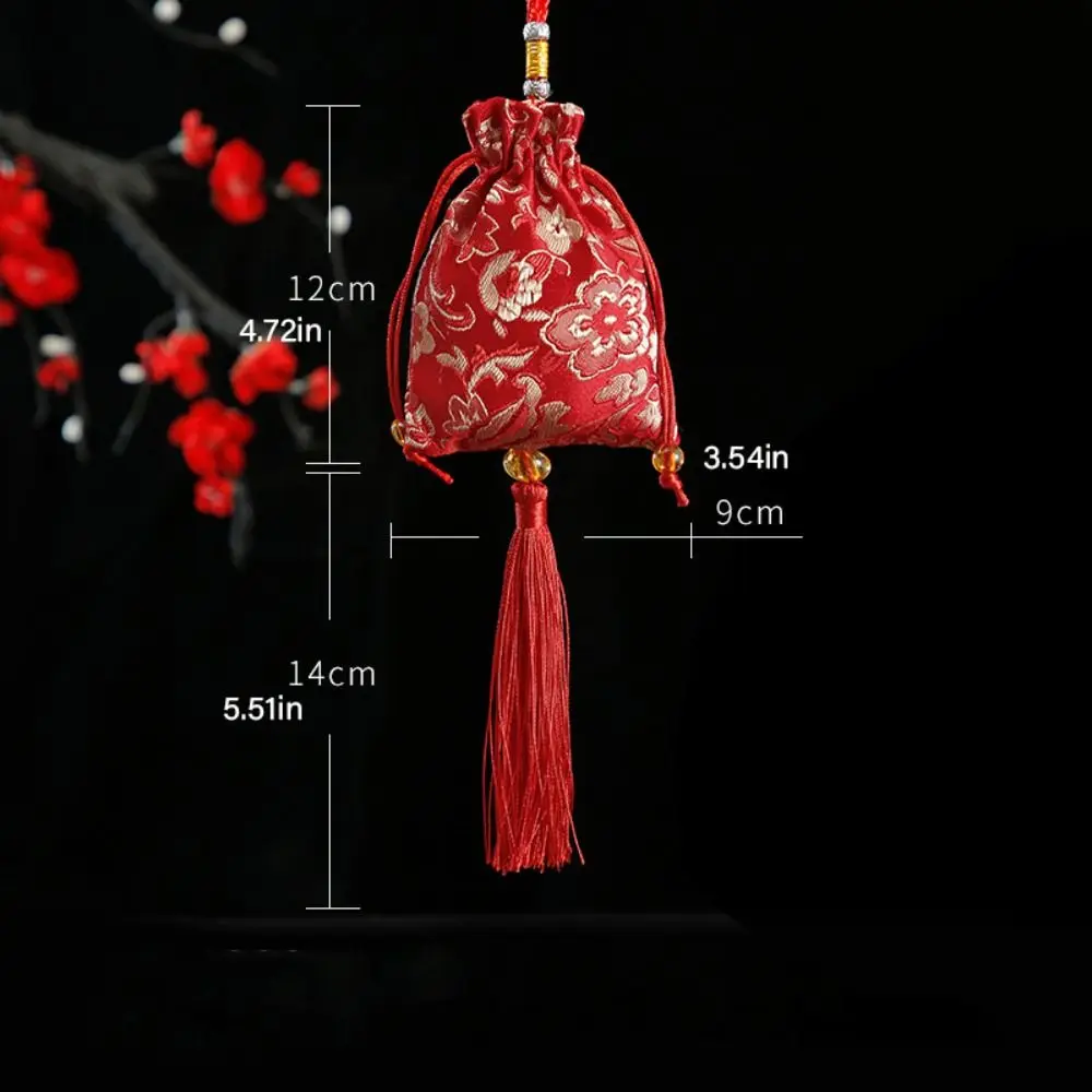 Bordado flor borla cordão saco floral frisado lona étnica flor bolsa hanfu decoração grande capacidade