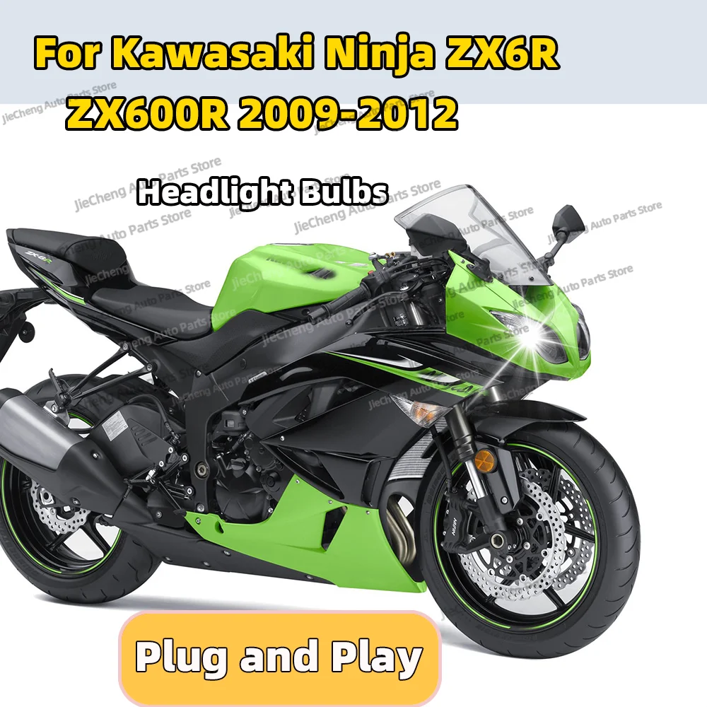 2Pcs LED Moto Light 6000K White Lamp Motorcycle Headlight Bulbs 12V For Kawasaki Ninja ZX6R ZX600R 2009 2010 2011 2012