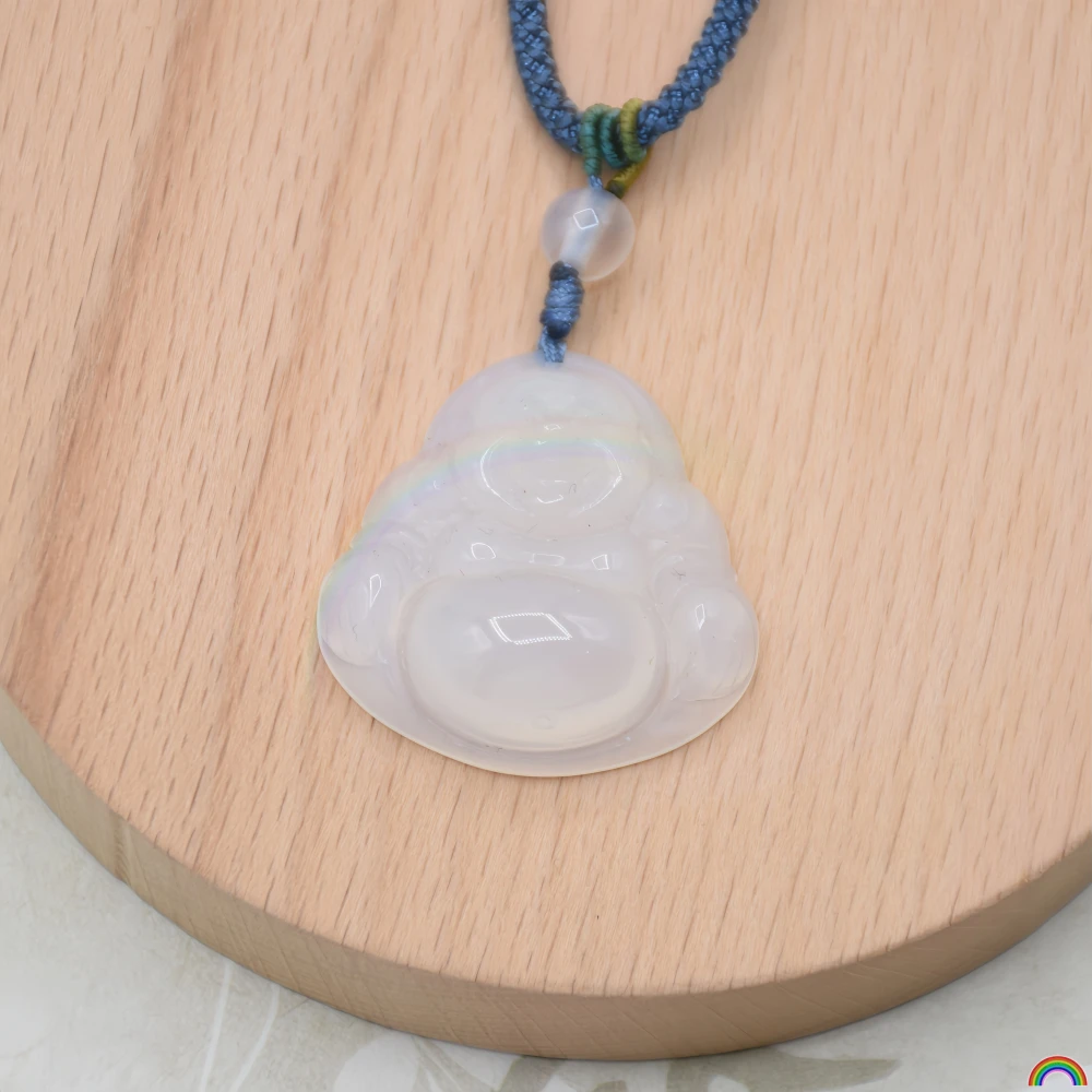 Natural Agate Jade Marrow Maitreya Buddha Pendant, Ice Penetrating Charm, Big Belly Buddha Jade Pendant, Rwbuy Brand Design