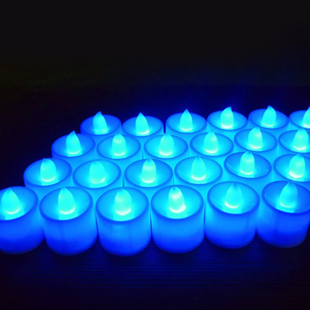 12 قطعة شموع محاكاة LED إلكترونية عديمة اللهب Tealight ديكور رومانسي لبار المنزل مقهى (لون عشوائي)