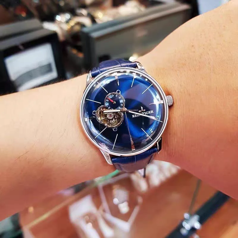 

Reef Tiger Men Automatic Watch 43mm Mechanical Wristwatch Luminous Skeleton Sapphire Mirror 24 Hours RGA8239