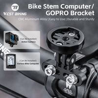 WEST BIKING Bike Computer Stand CNC Aluminum Alloy GOPRO Bracket Adjustable Cycling Speedometer Holder For Garmin/Bryton/Wahoo