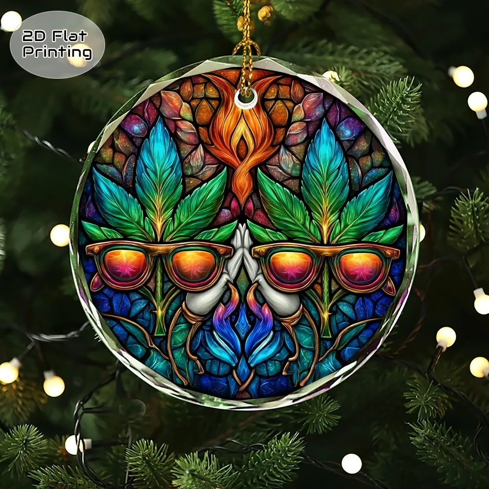 

Керамическое подвесное украшение - 3-дюймовый круглый орнамент, праздничное украшение с односторонним принтом, подходит для Рождества, Нового года