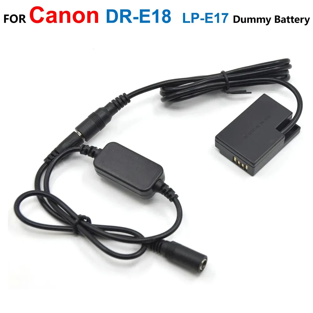 

DR-E18 LP-E17 Fake Battery+12V-24V Step-Down Power Cable For Canon EOS RP 750D Kiss X8i X9I R10 760D T6S 77D 850D 250D Rebel SL2