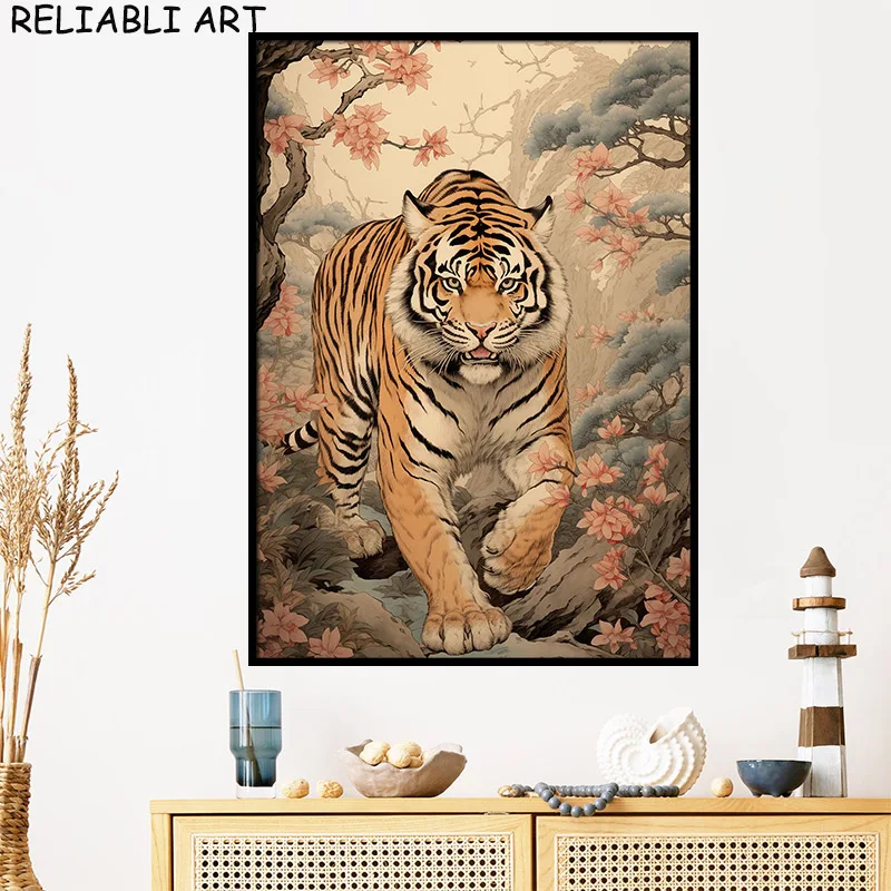 Sea Landscape Tiger Monkey Animal Poster and Prints Canvas Painting Wall Art Pictures for Living Room Home Decor No Frame