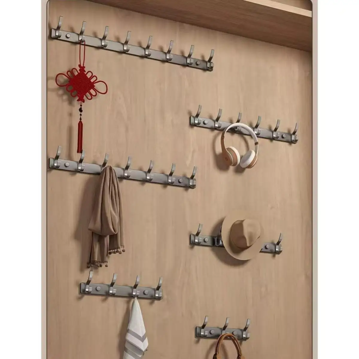 no drill Holes One Row Hangers Kitchen Towels Clothes Hats Toilet Towel Rack Storage Wall Mounted Door Back Rod Hook