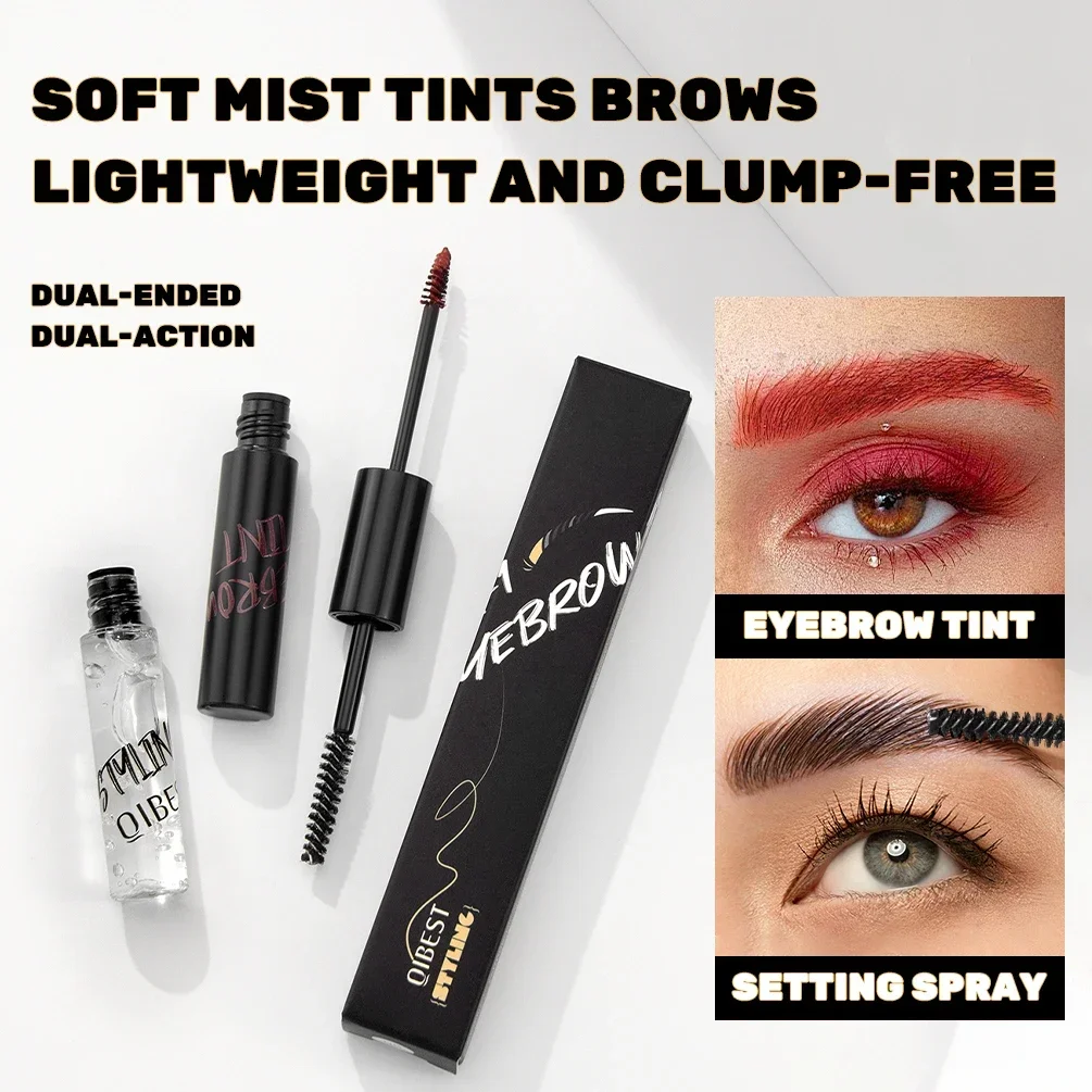 QIBEST両端透明アイブロウジェル＆ティンテッドアイブロウクリームマスカラ防水長持ちアイブロウメイクブロウグルー