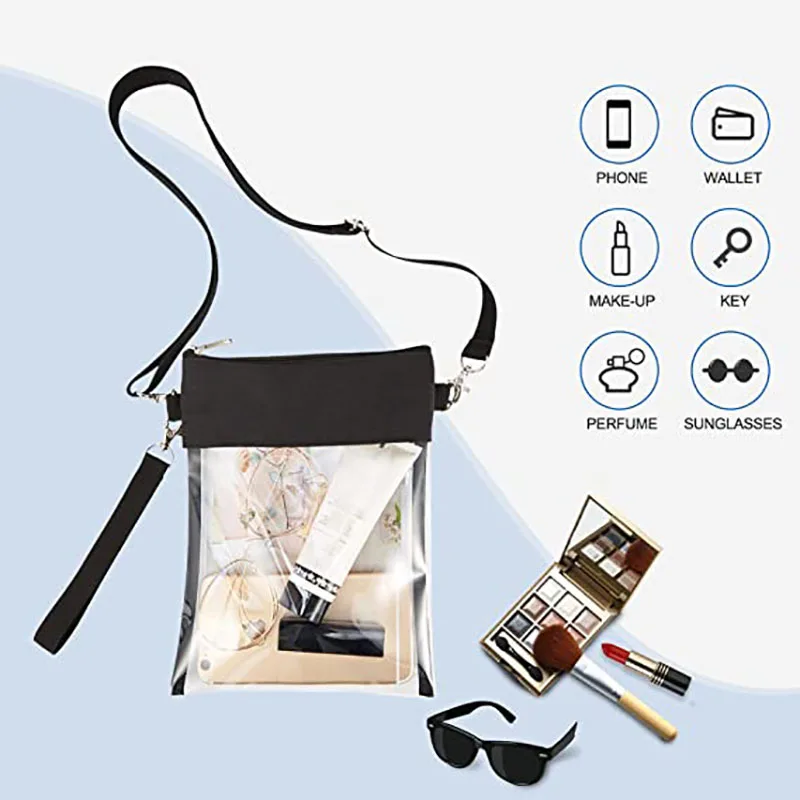 Clear Crossbody Bag Stadium Approved Purse Shoulder Concert Bags for Women Men Transparent Security Sports Messenger Handbag