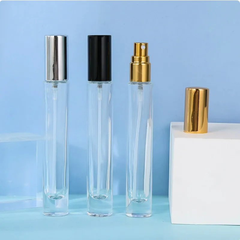 

10/30pcs 10ml Gold/Silver/Black Clear Glass Square/Round Perfume Spray Bottle Sample Mist Sprayer Atomizer Perfume Bottle