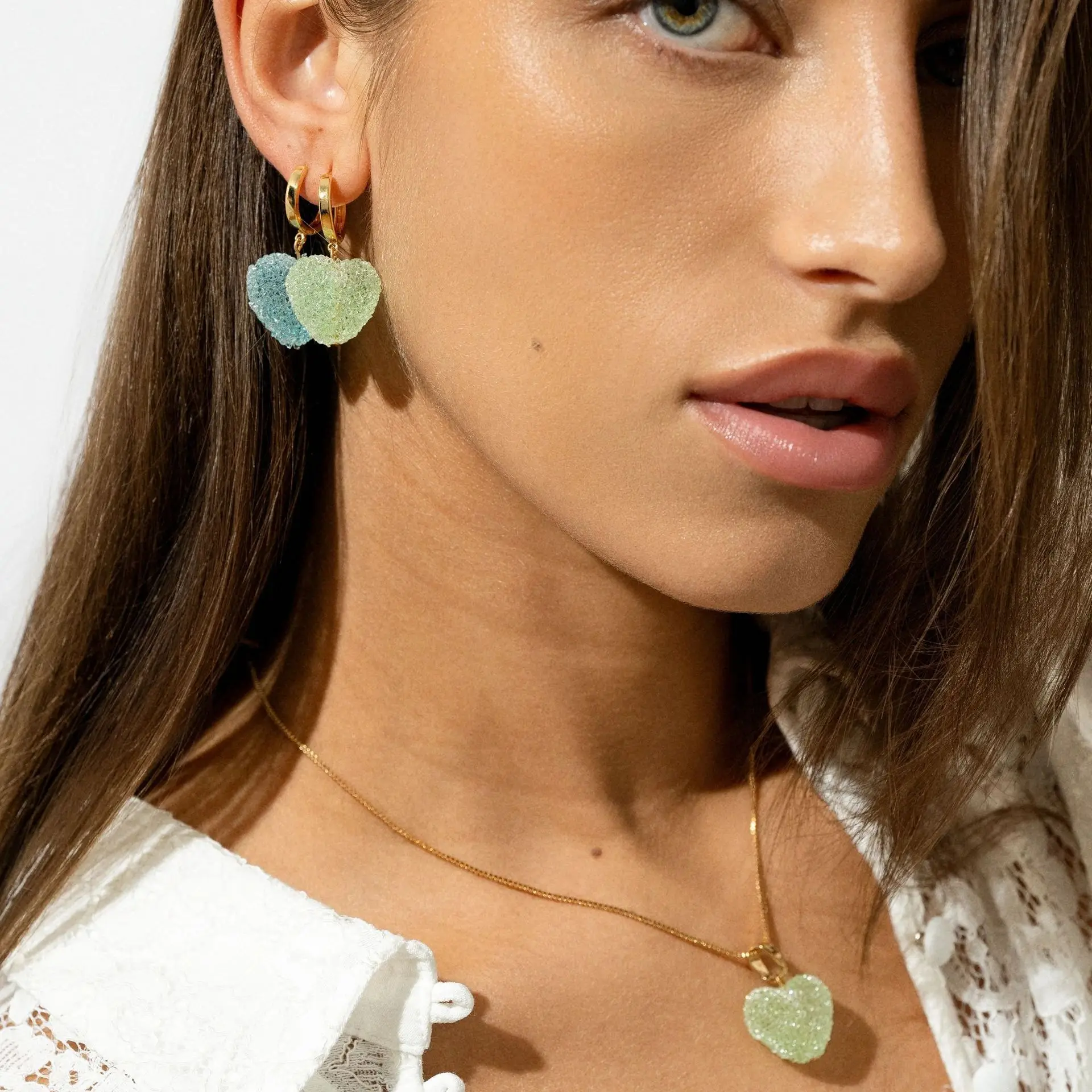 New Fashion Colorful Love Heart Gummy Pendants Earrings for Women Sweet Design Cute  Charming Earrings Party Jewelry Gift