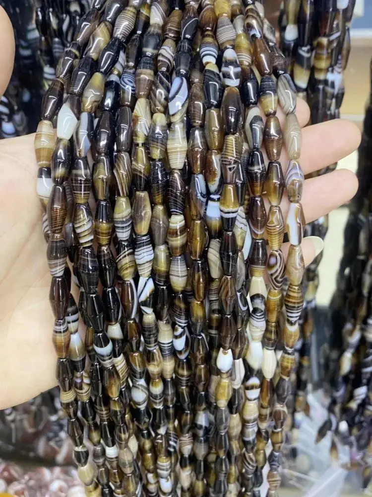 Natural Stone Agates Beads jasper Citrine Black Striped Agate Rice Bead Shape Beads for Jewelry Making DIY Bracelet Necklace