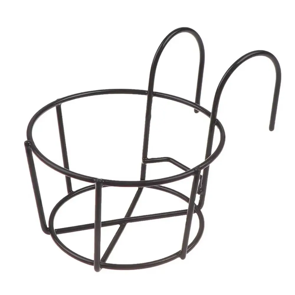 Simple Iron Flower Pot Stand Hanging Type Round Flower Pot Holder Wall-Mounted Potted Plant Storage Rack Garden