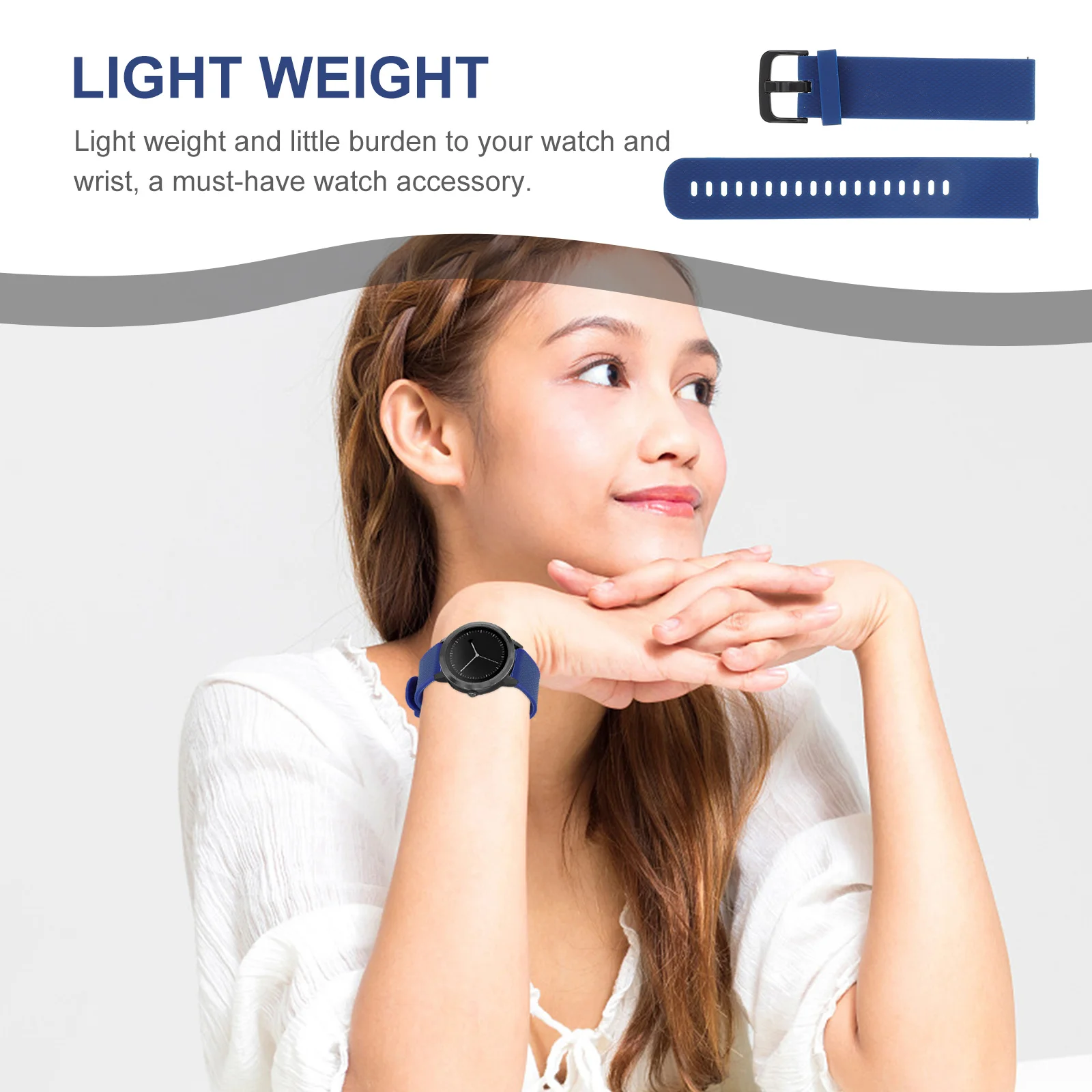 

Silicone Watch Strap Simple Breathable Replacement Band Adjustable Comfortable Skin-Friendly Watch Wrist Band Accessories